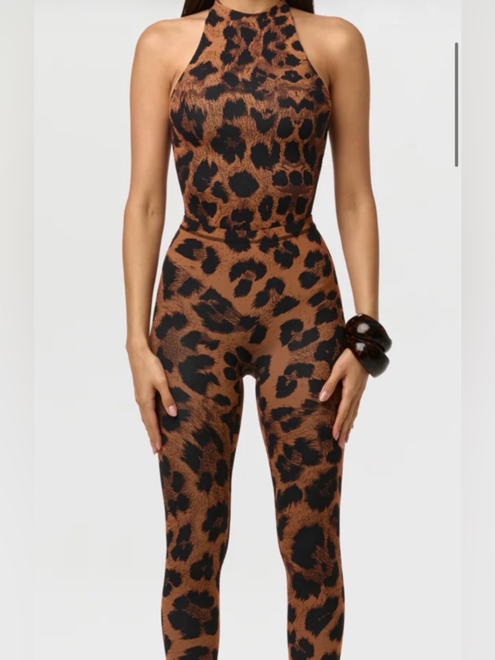 Naked Wardrobe Leopard Print High-Waist Leggings - Brown & Black